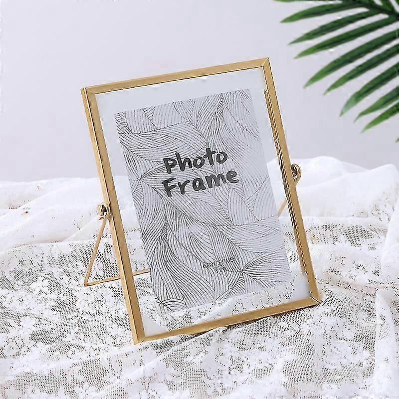 Retro Floating Photo Frame, Metal, Gold Desktop Photo Frame, 6 Inch