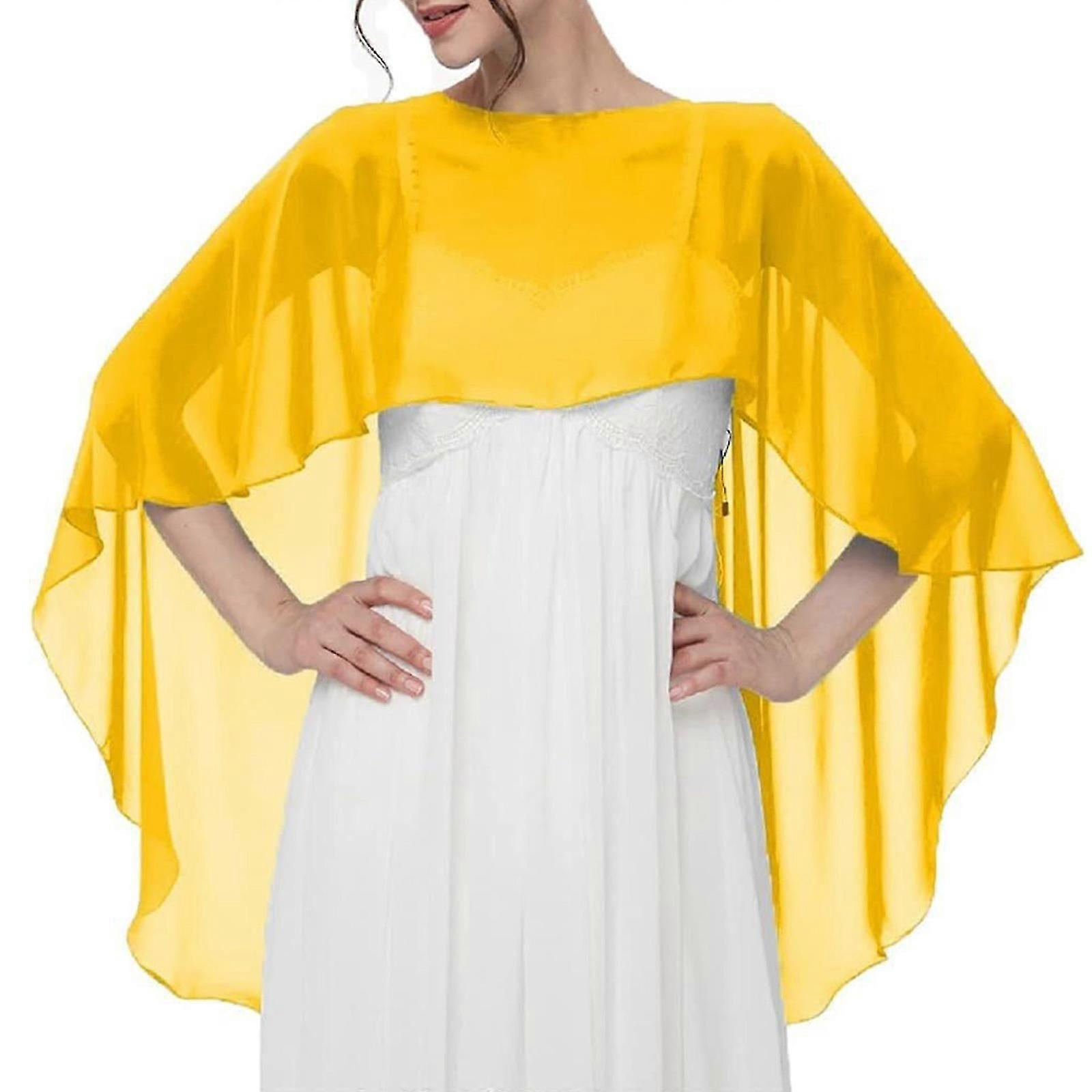 Classical Solid Color Shawl Scarf Breathable Shoulder Wrap For Formal Dresses Easy Matching Shoulder Covering for Women Yellow
