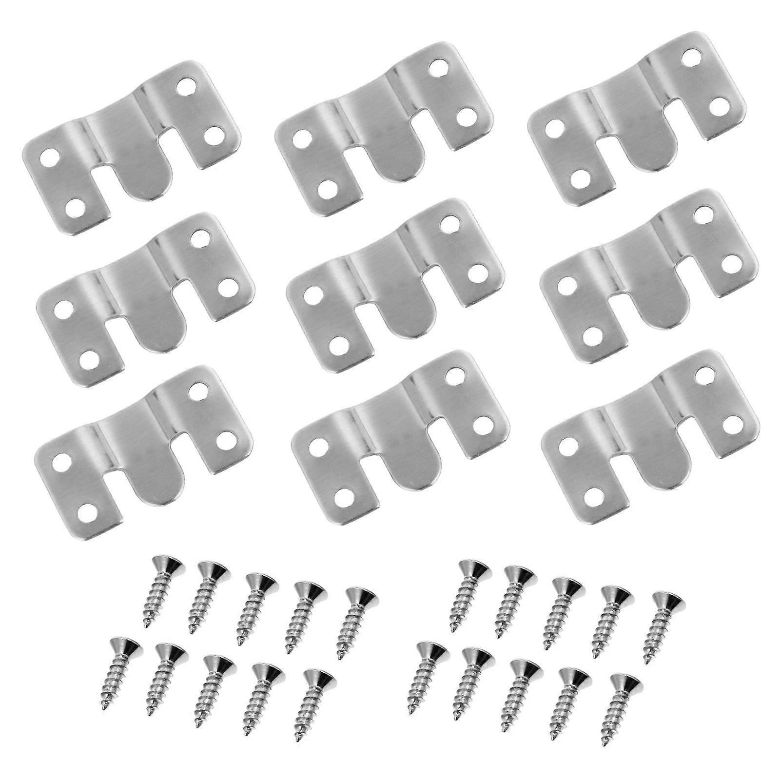 Flush Mount Bracket Stainless Steel Photo Frame Hanger Silver for Home Use 10 Sets
