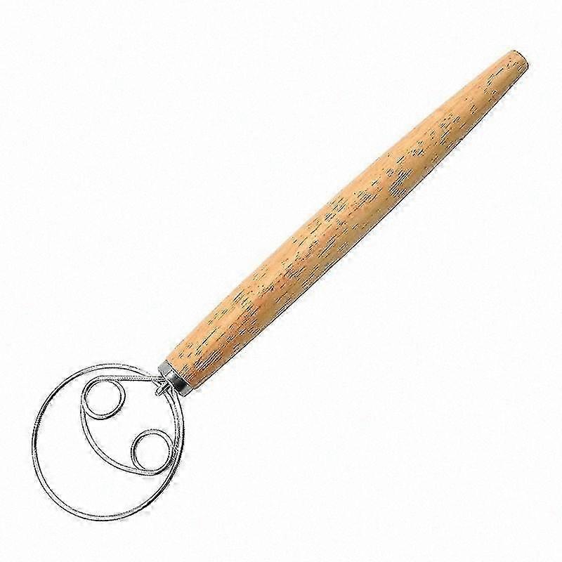 Wooden Handle Stainless Steel Flour Mixer with Coil Design for Egg Beating