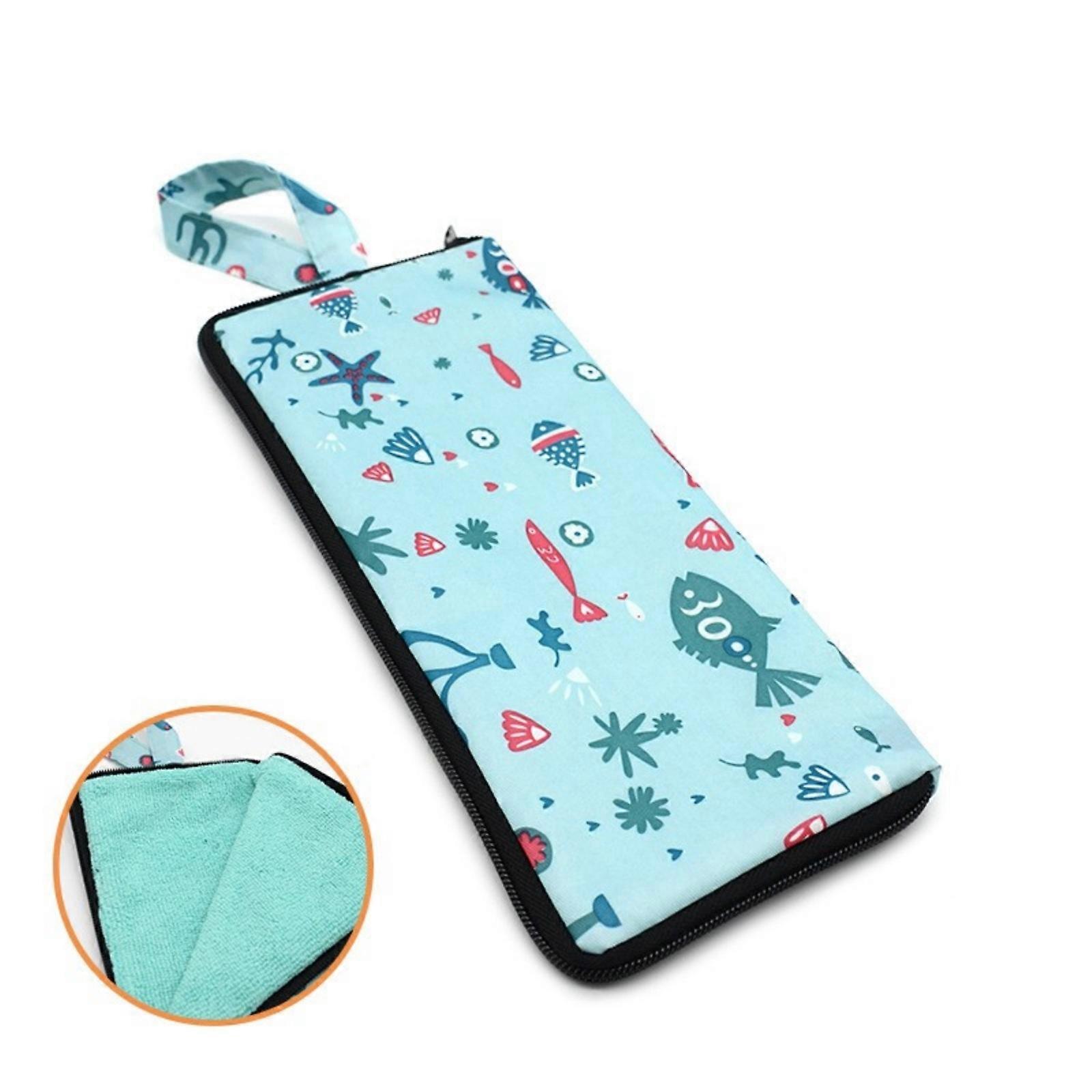 2 Pack Water Absorbent Umbrella Sleeves Microfiber Lining with Secure Zippered Design Folding Umbrellas Storage Case Multicolor