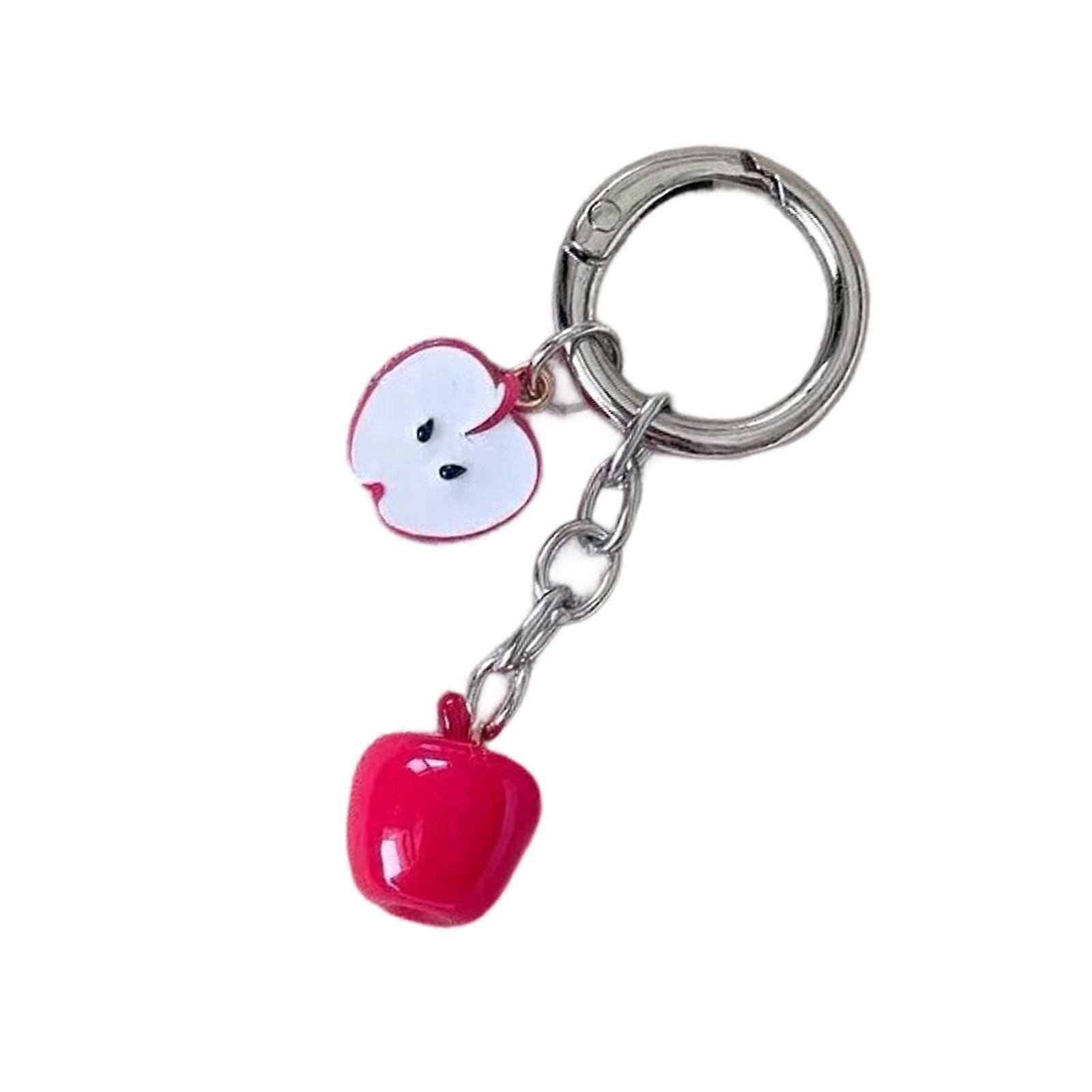 Lifelike Faux Fruit Ornament Keychain Pendant Lightweight Key Ring Hanging Decoration Multiple Color Option  Red