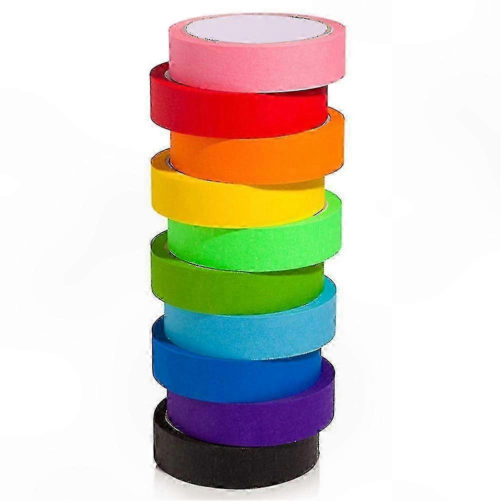 10 Rolls Colored Masking Tape, 20m Each, Rainbow Colors for Easy Tear Home Decoration