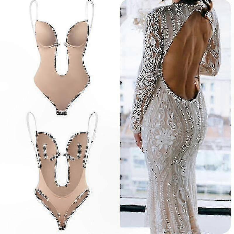 Women's Deep V-Neck Strapless Bodysuit - Backless Shaping Undergarment