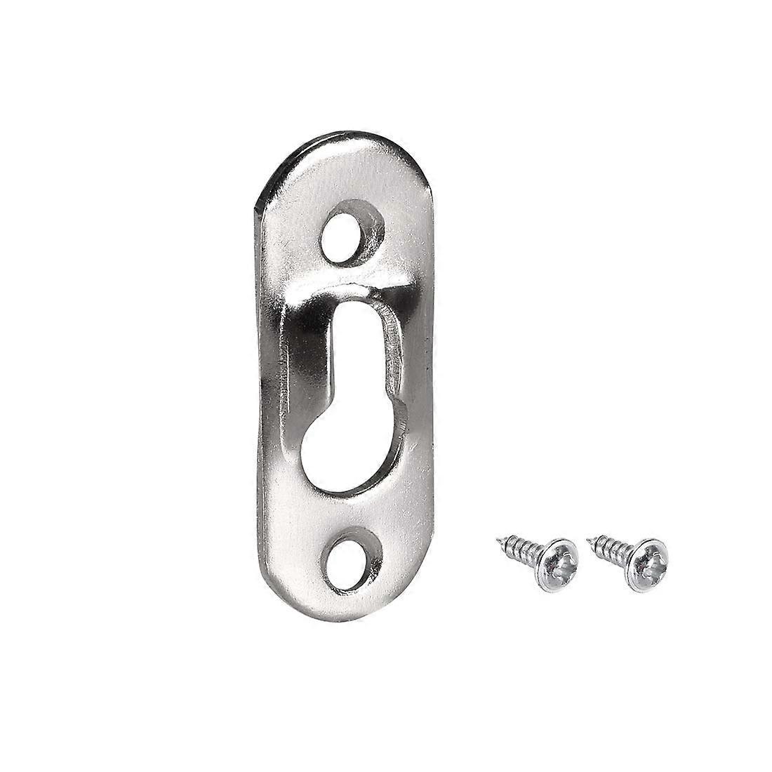 Keyhole Hanging Plate For Picture Frames 37mm x 14mm Single Hole Hanger With Screws Easy Install 20 Pcs Silver