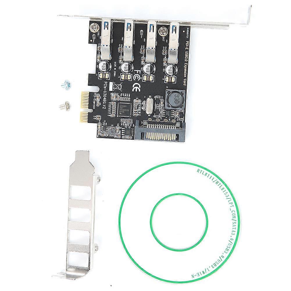 4 Port PCI E to USB3.0 Expansion Adapter Riser Card for Win 7/8/10/Vista Xp Server Linux