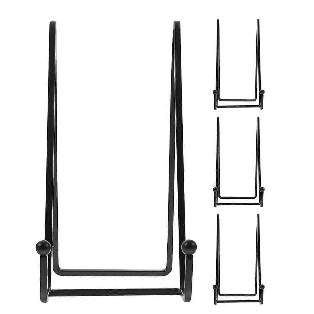 4pcs Black Metal Easel Stand for Display Plate Holder Stands for Picture Frames Decorative Plate Stand