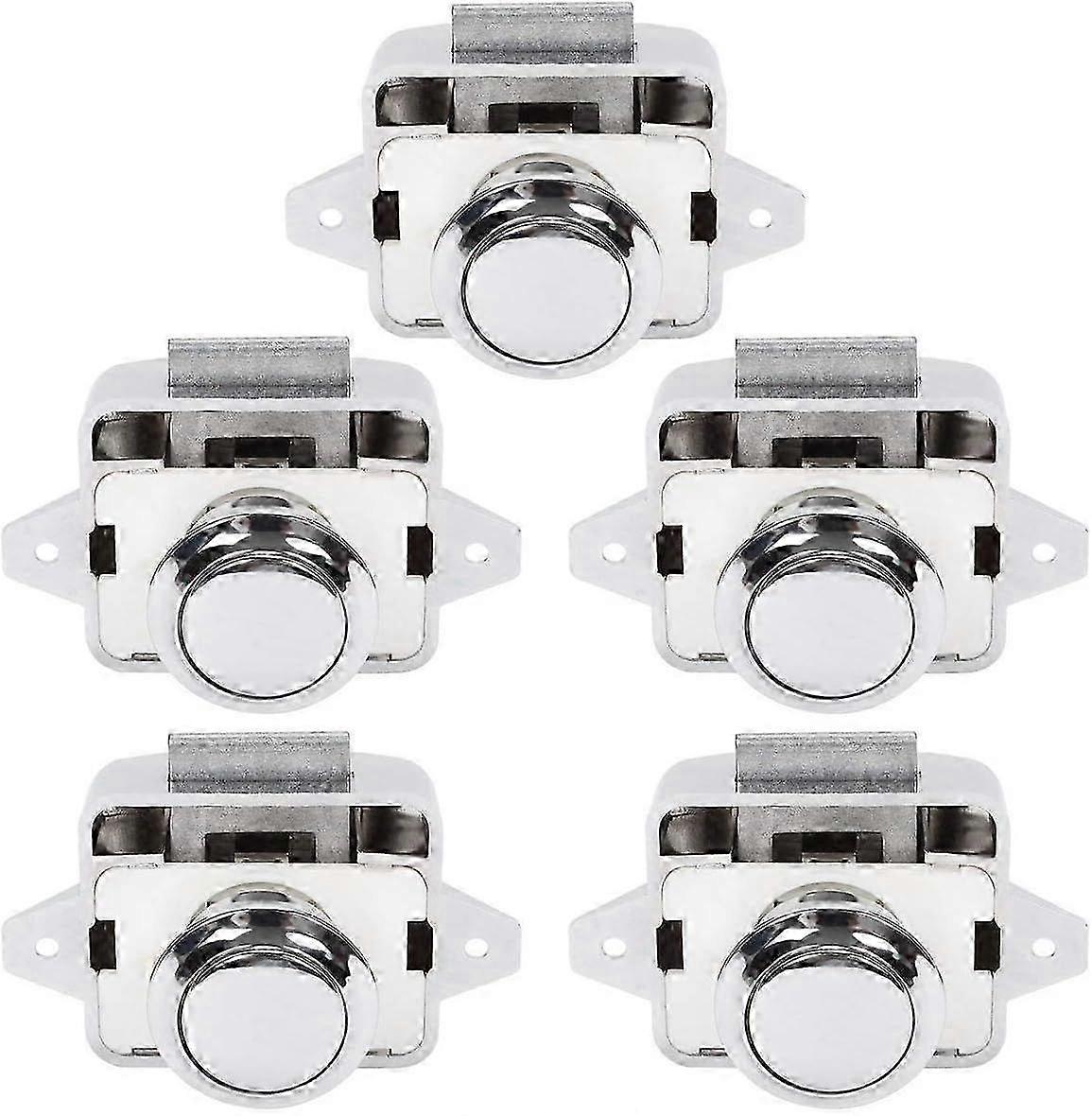 5 PCS Push Button Latch Cabinet Door Catch Keyless Cupboard Locks for RV Yachts