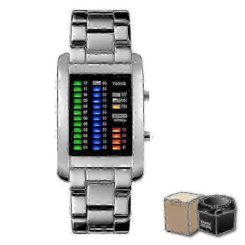 Binary Men's 3ATM Waterproof Calendar Black Light Tough Structure Chrono Alarm Watch with Rectangle Dial