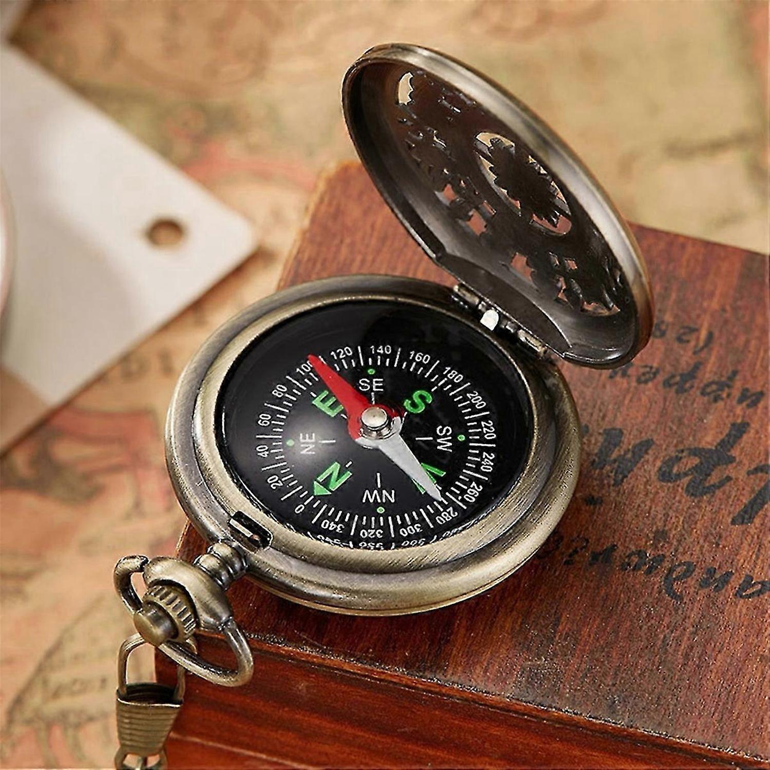 Silver new compass, outdoor mountain climbing classic style