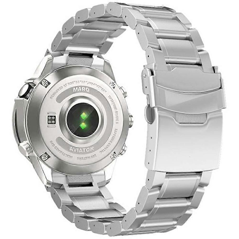 TKdaddy 22mm Titanium Alloy Band for Garmin quatix 8 47mm / Fenix 7 / MARQ 2 Captain Quick Release Curved 5-Bead Watch Strap Silver