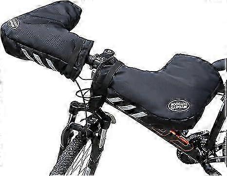 Bike Handlebar Mittens Gloves Winter Handlebar Muffs Windproof Waterproof Reflective Cycling Gloves Bike Handlebar Cover Hands Warmer with Zipper Pock