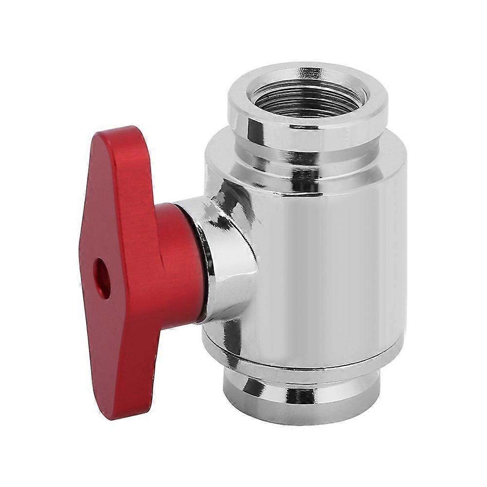 G1/4 Internal Threads Valves Water Ball Valve for Computer Water Cooling System (Red Handle)