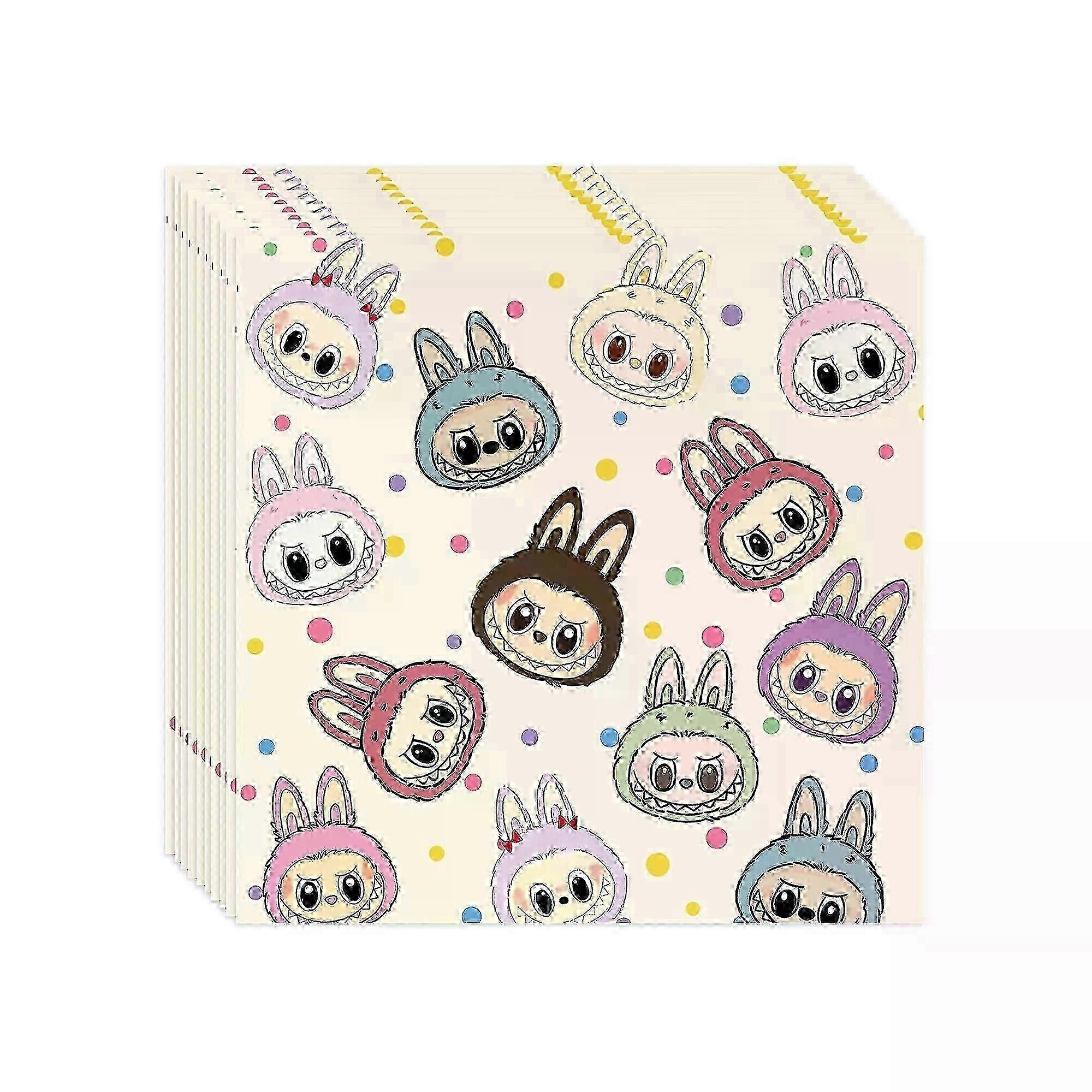 MINISO Cartoon Labu Party Tableware Set - Colourful Paper Plates and Flags for Kids' Birthday Parties in UK