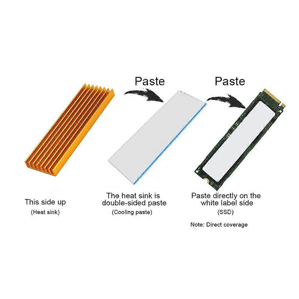 PCIE M.2 SSD 2280 Cooler Radiator Heat Sink Silicone Cooling Fin for Desktop ComputerGold