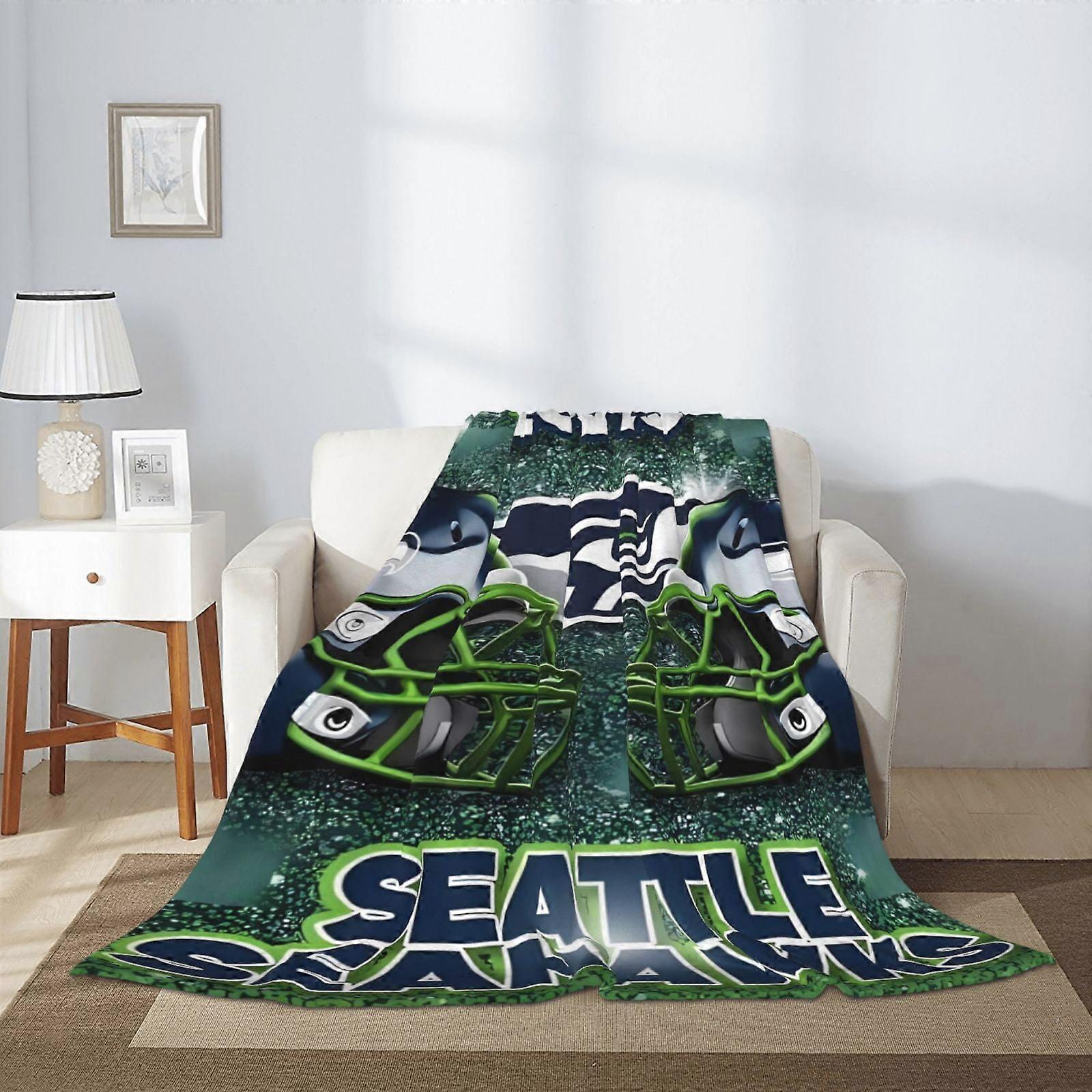 Seahawks Custom Flannel Blanket for Football Fans - Soft Throws for Sofa/Bed - 30"x40" to 60"x80"