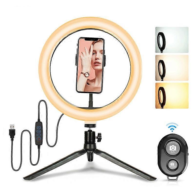 6inch 48-LED Selfie Ring Light+Desktop Tripod+Remote Shutter for Live Broadcast Video Shooting