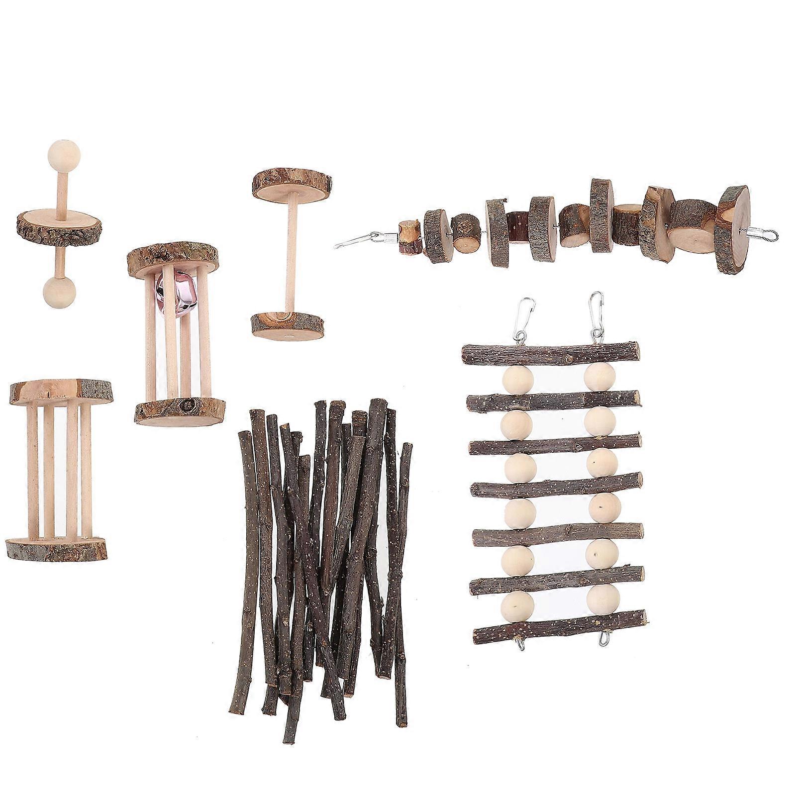 Chewing Toy Hamster Toys for Pets 1Set Assorted Color Wooden Ladder