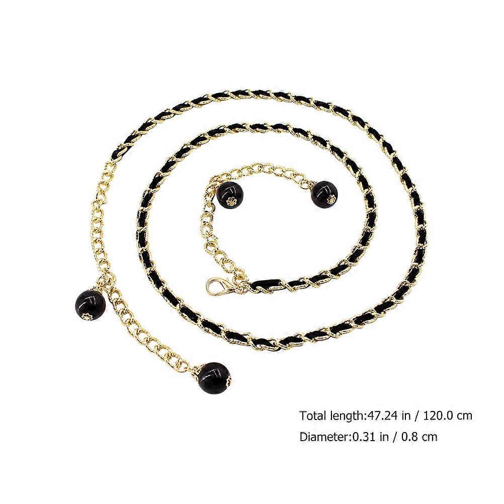 Pearl Waist Belt Made from Microfiber for Decor with 2Pcs Waist Chains