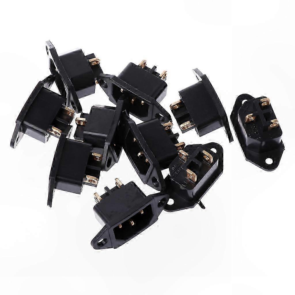 10 Pcs AC 250V 10A 3-Pin IEC320 C14 Power Socket Black
