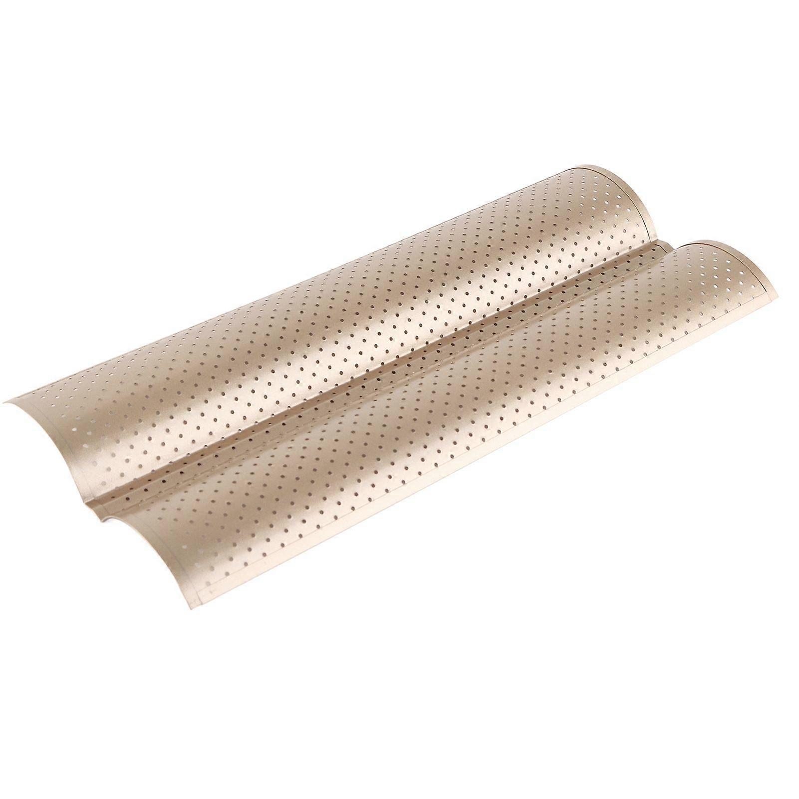 Baguette Pan 2 Slots Nonstick Food Grade Carbon Steel Perforated Design French Baguette Baking Pan for Home Baguette