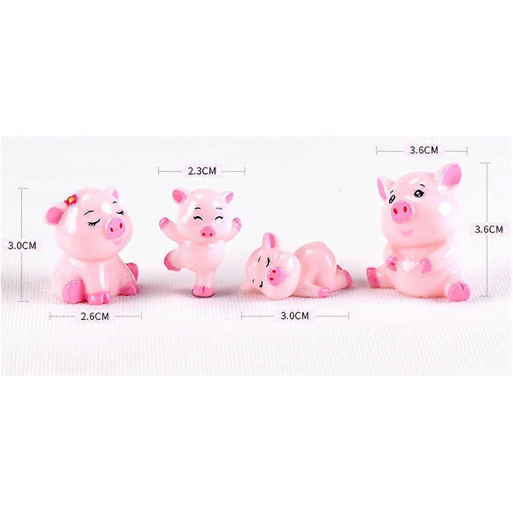Pink Pig Shape Resin Bonsai Decor Tool for Decoration Use 10Pcs Set