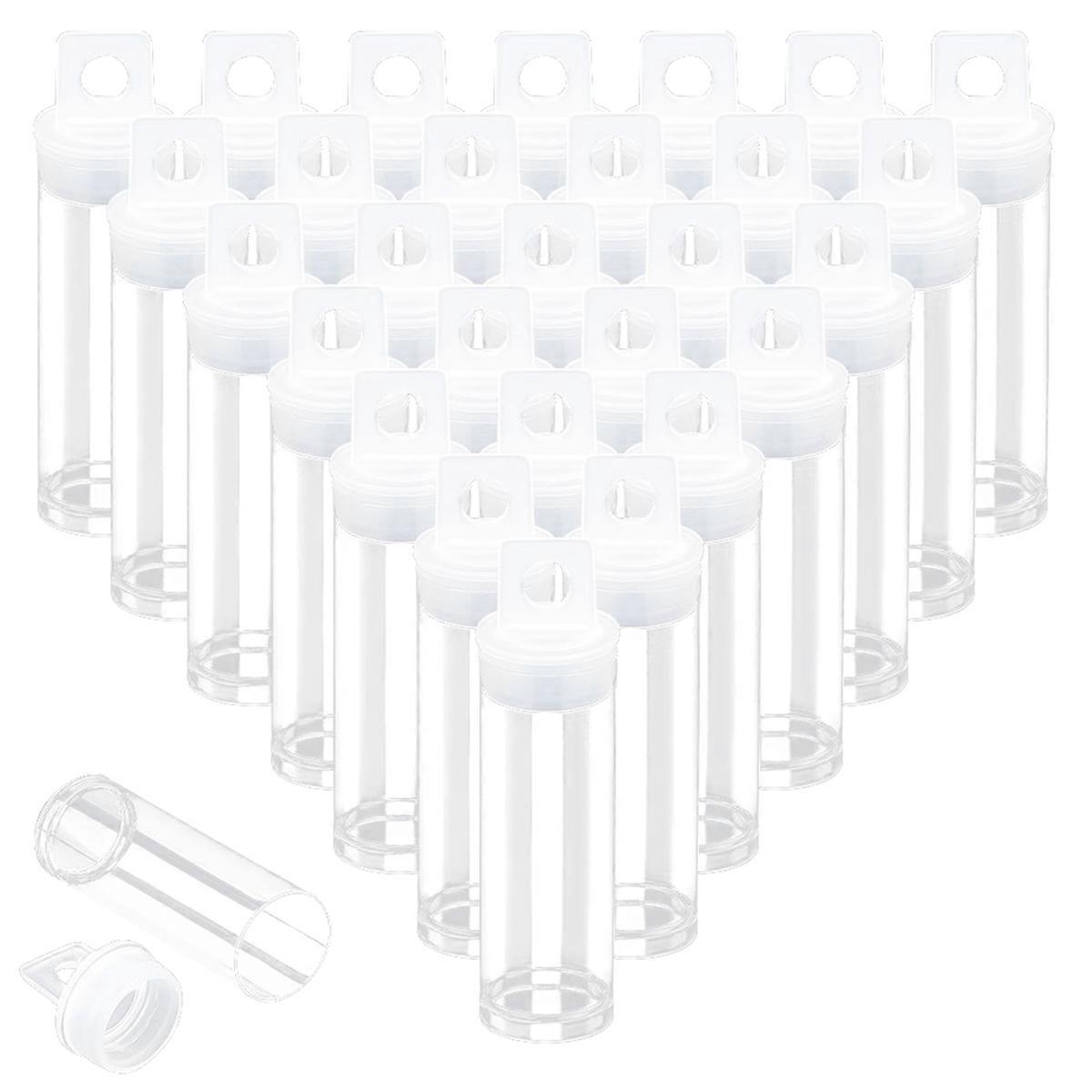 30pcs Clear Tube Bead Containers, Plastic Storage Tubes with Caps