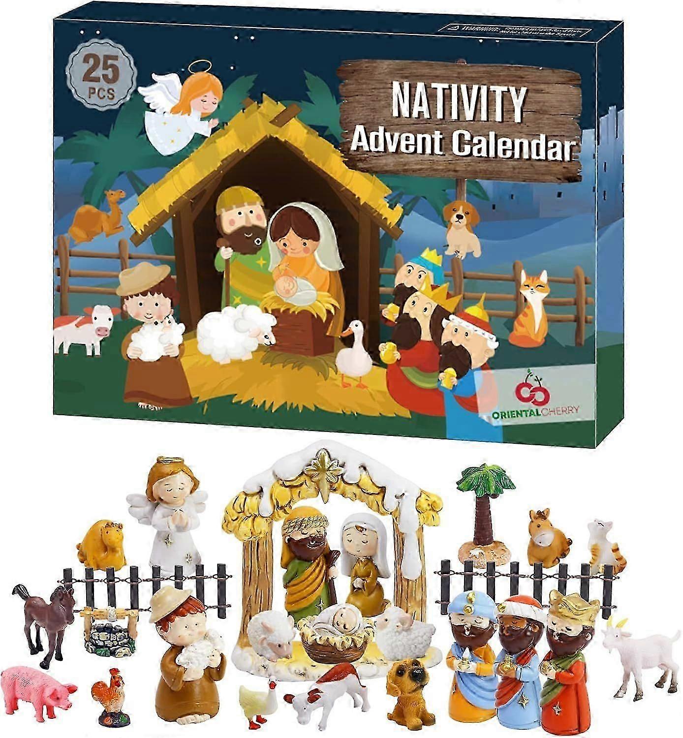 Calendrier de l’Avent 2025 - Ensemble de crèches de Noël 25 jours - Compte à rebours pour