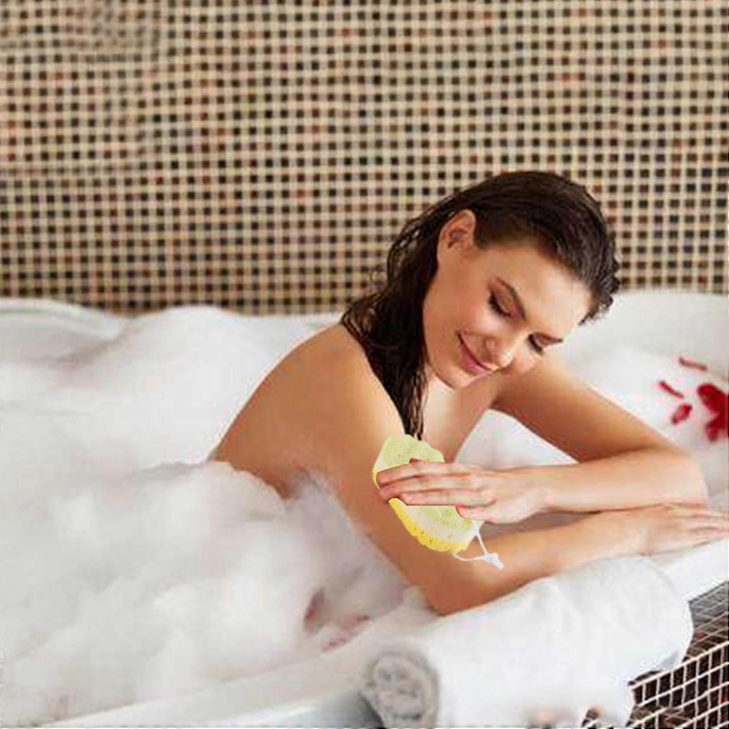 Toddler Foam Rub - Ergonomic Soft Bathing Towel, Three-Layer Body Sponge in Yellow for Family and Friends