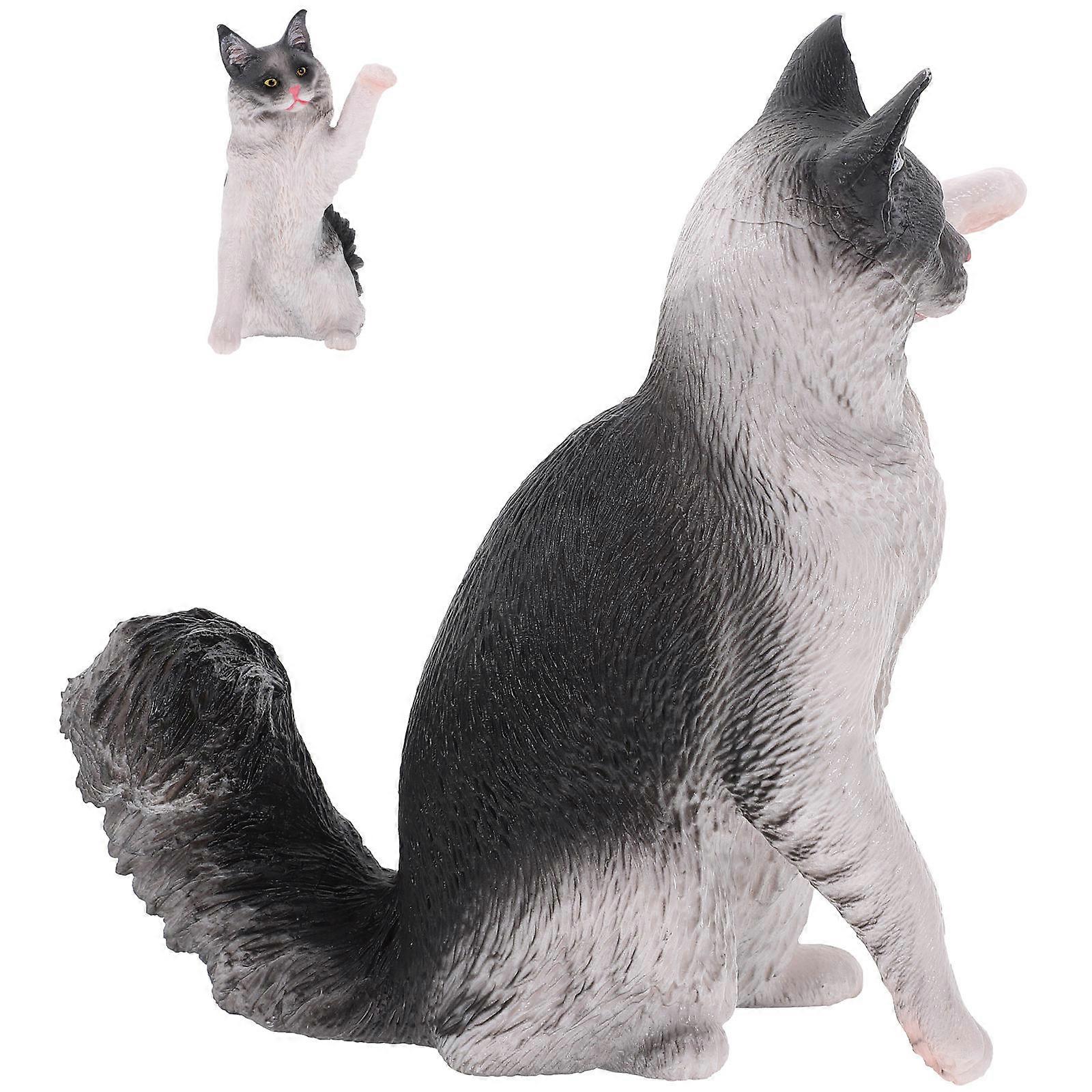 Simulation Cat Figurine Artificial Model for Decor 2Pcs Plastic Small Kitten Ornament
