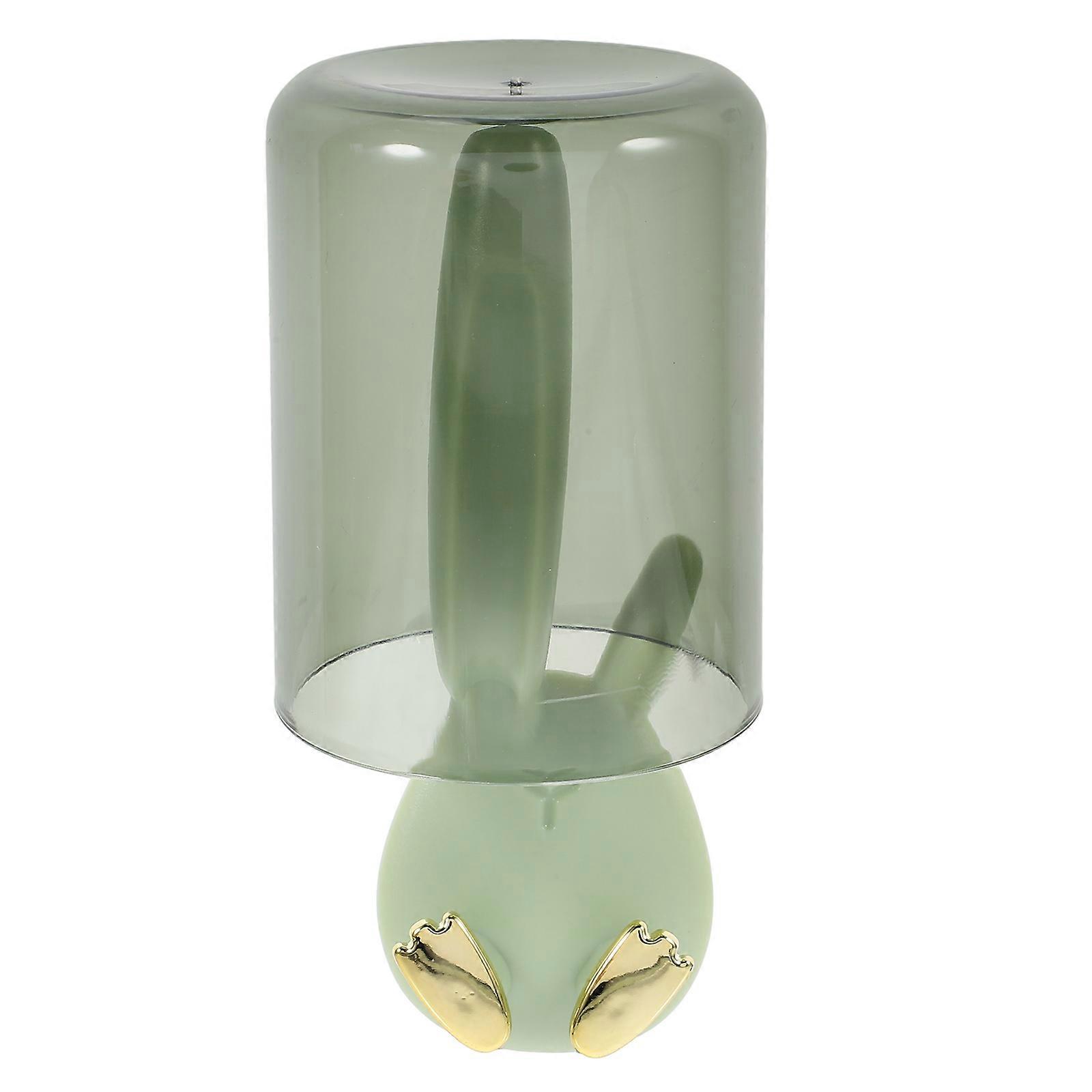 2Pcs Green Rabbit Toothbrush Holder With Cover Wall Mounted For Children Easy To Clean Space Saving Design
