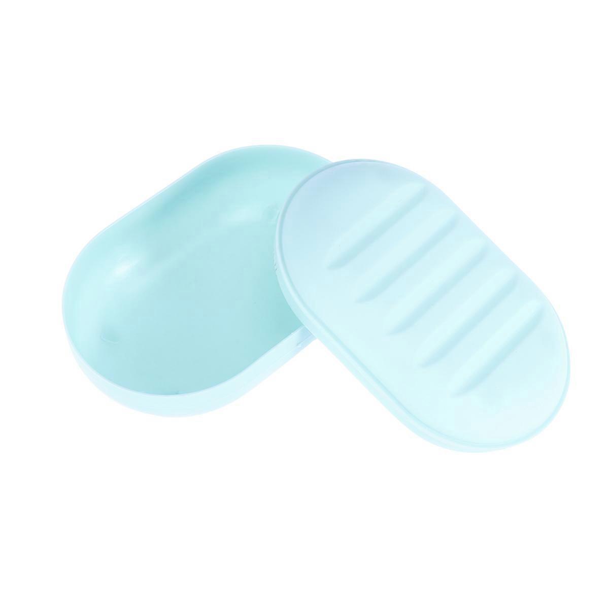 Soap Holder Blue for Bathroom Use 2Pcs Covered Soap Dish Case Container