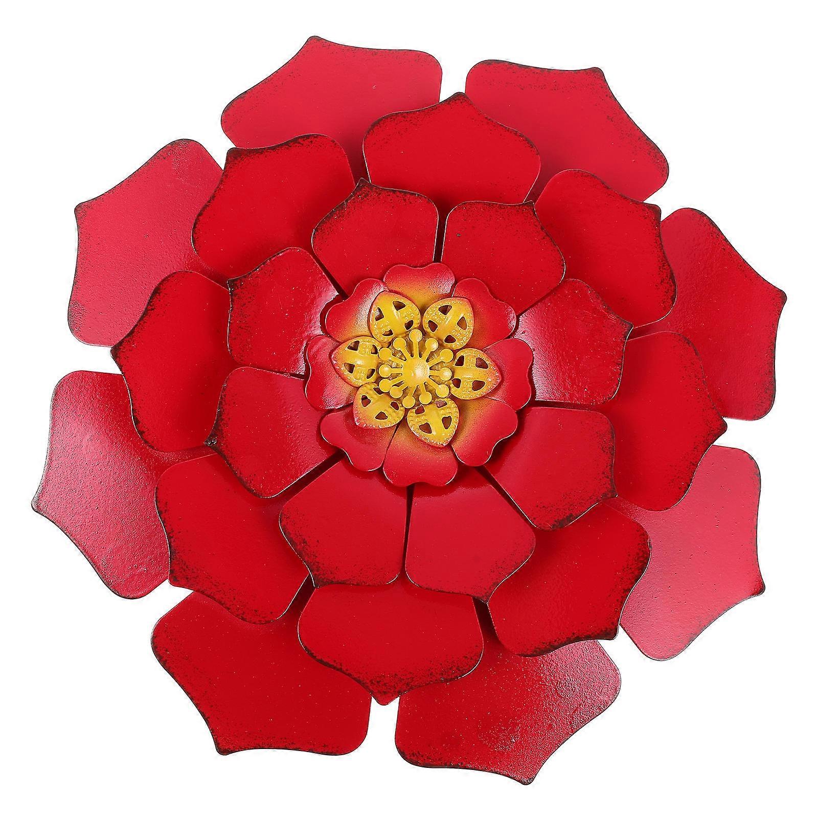 Creative Red Iron Flower Pendant for Wall Hanging 2Pcs Decoration