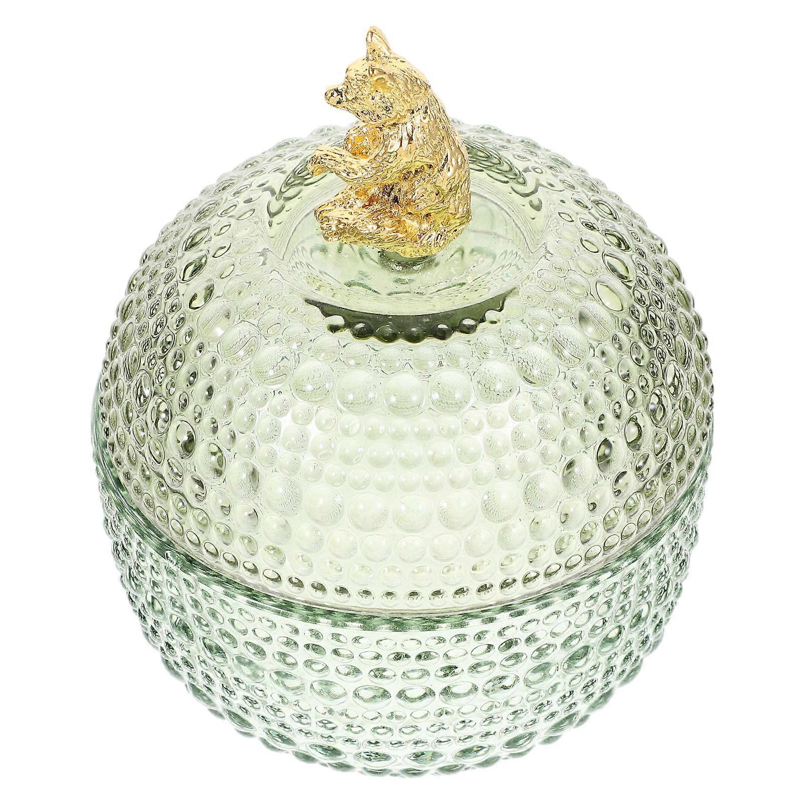 Glass Jar with Lid for Jewelry Storage 2Pcs Green Glass Container