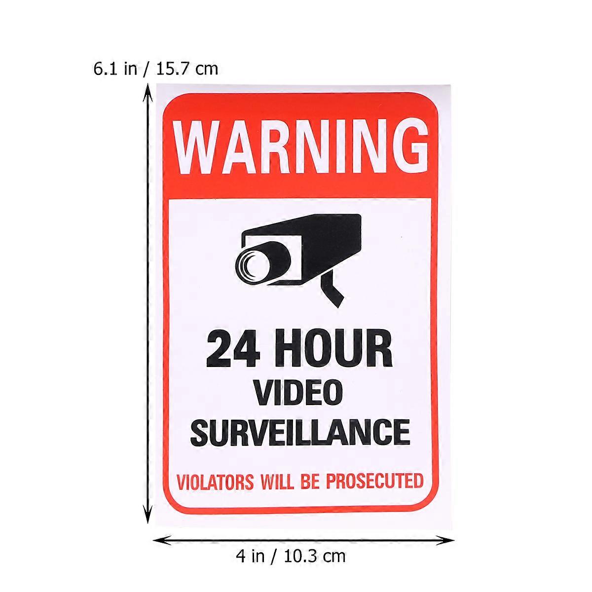 Security Camera Stickers 10 Pcs Video Surveillance Warning Sign For Indoor Outdoor Use Rectangle Sign