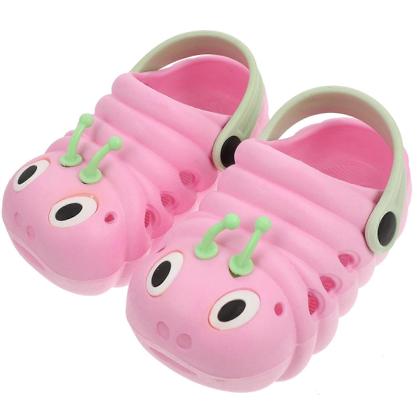 Simple Design Non-slip Summer Slippers For Boys And Girls Caterpillar Style Pink Size 21 Length 12.5cm Suitable For Daily Home Use 3 Pairs