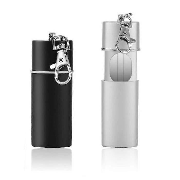 Portable Ashtray, 2 Pcs Pocket Ashtray Mini Odor Proof Ashtray with Keychain for Patio, Cigar, Cigarette(Black and Silver)