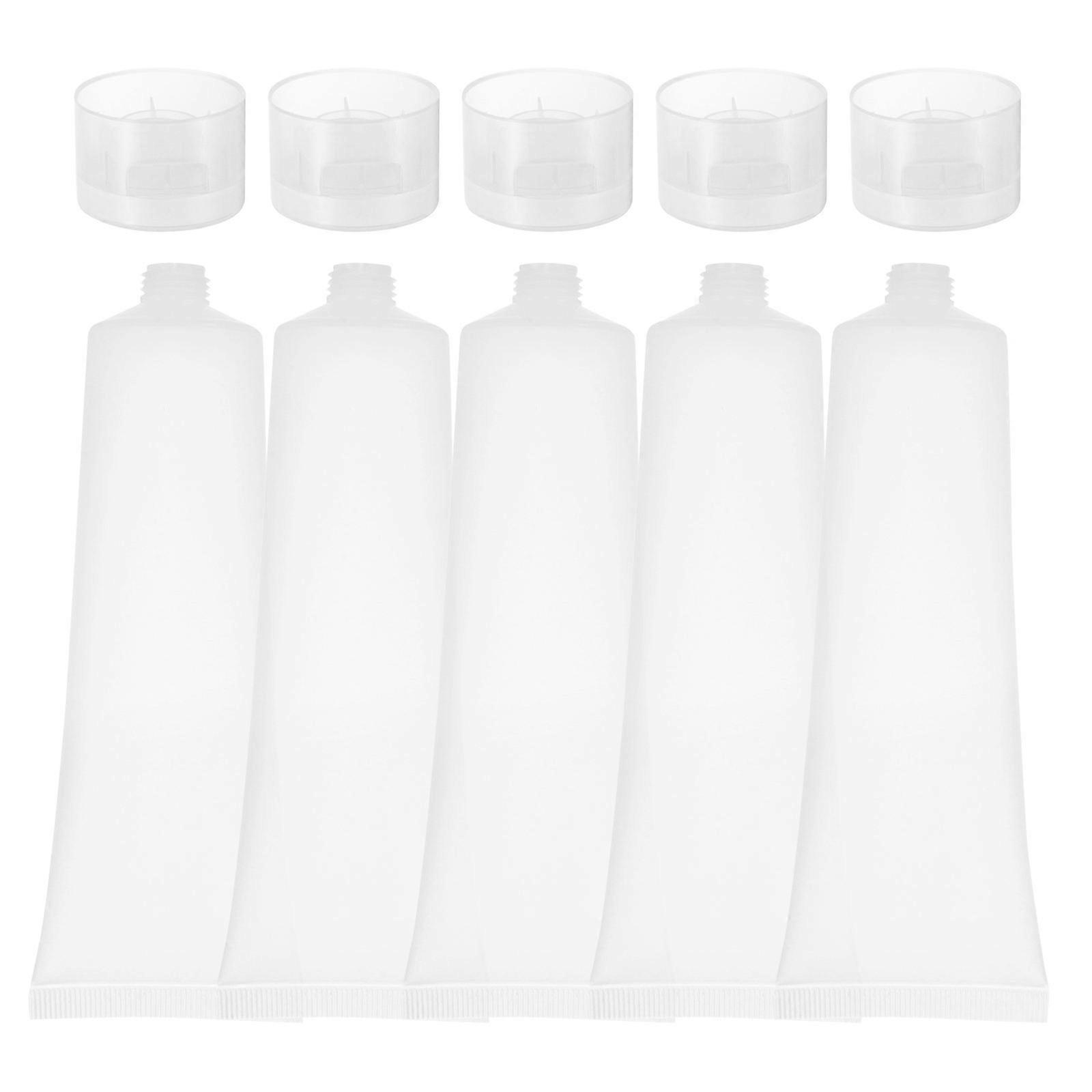 Refillable Bottle Storage Container for Travel Business Trip Outdoor Activities White Material Squeeze Function 5Pcs