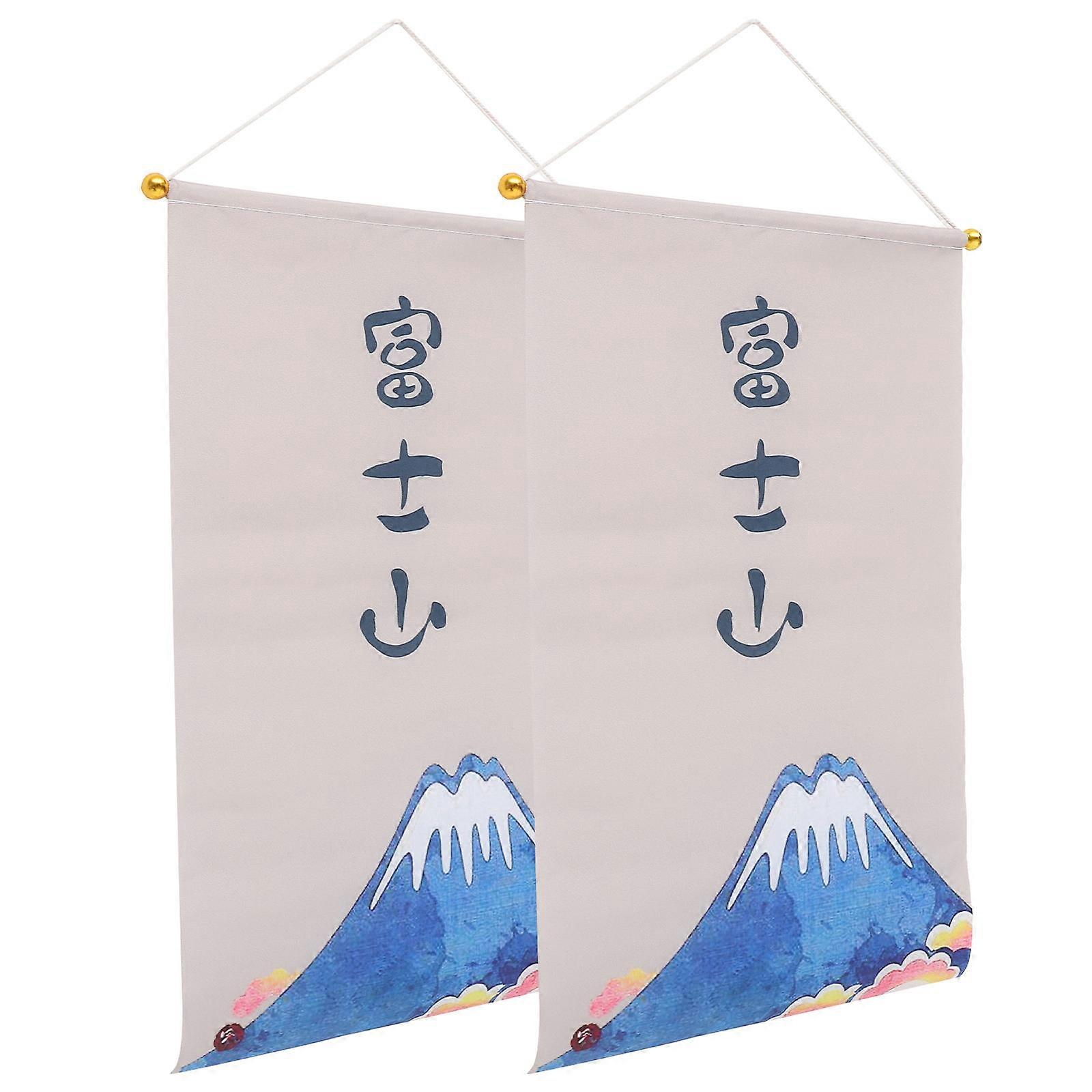 Japanese Style Hanging Flag for Restaurant Decor 2Pcs Polyester