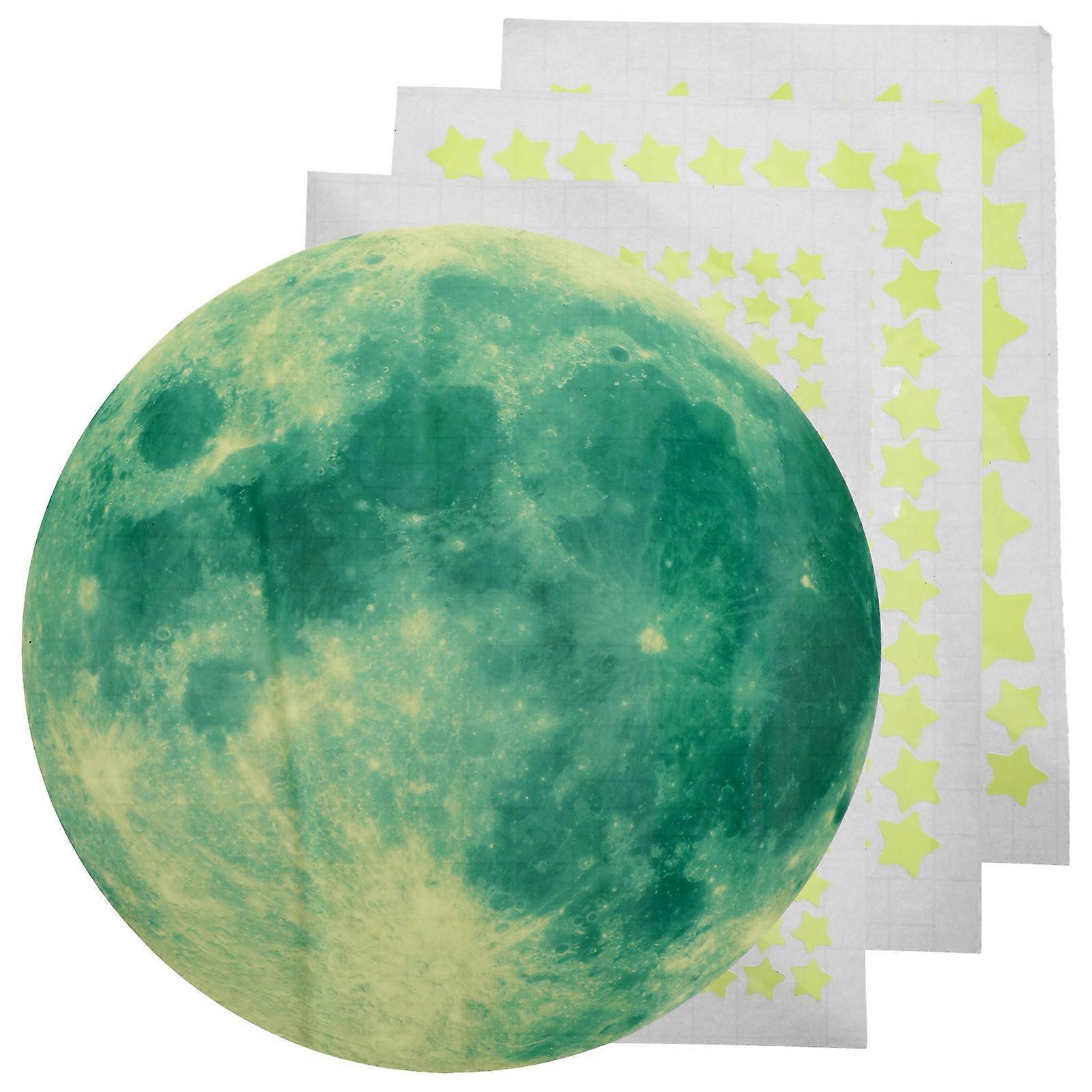 Luminous Moon Wall Decals for Shop Windows Room Highlighting Multi PVC Material 4-Pcs