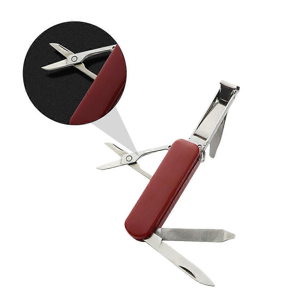 Portable Multi-Function Nail Clippers Stainless Steel for Nail Cutting 2Pcs Red