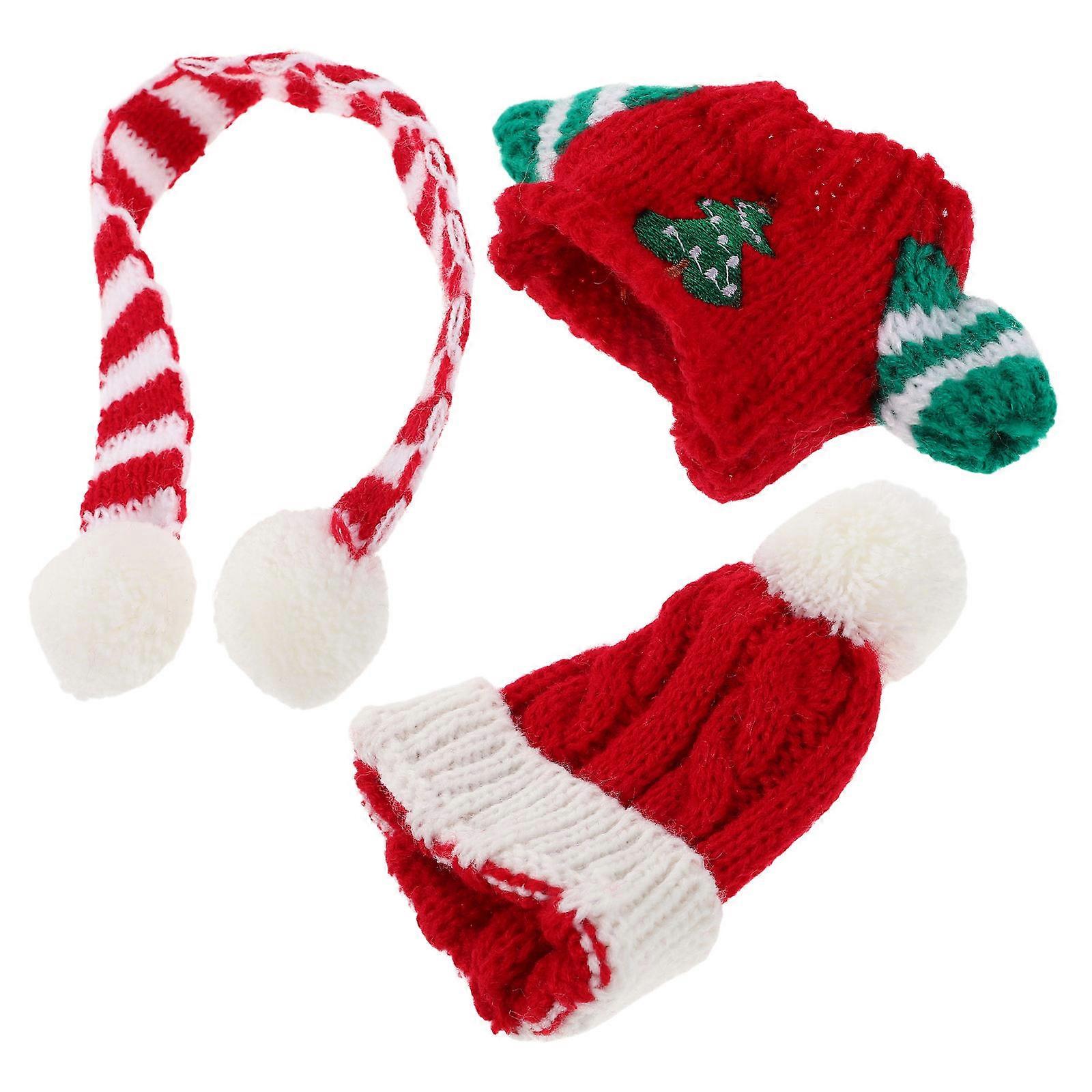 Christmas Doll Outfits Sweater Set for Decoration 2Sets Multi-Color Woolen Yarn