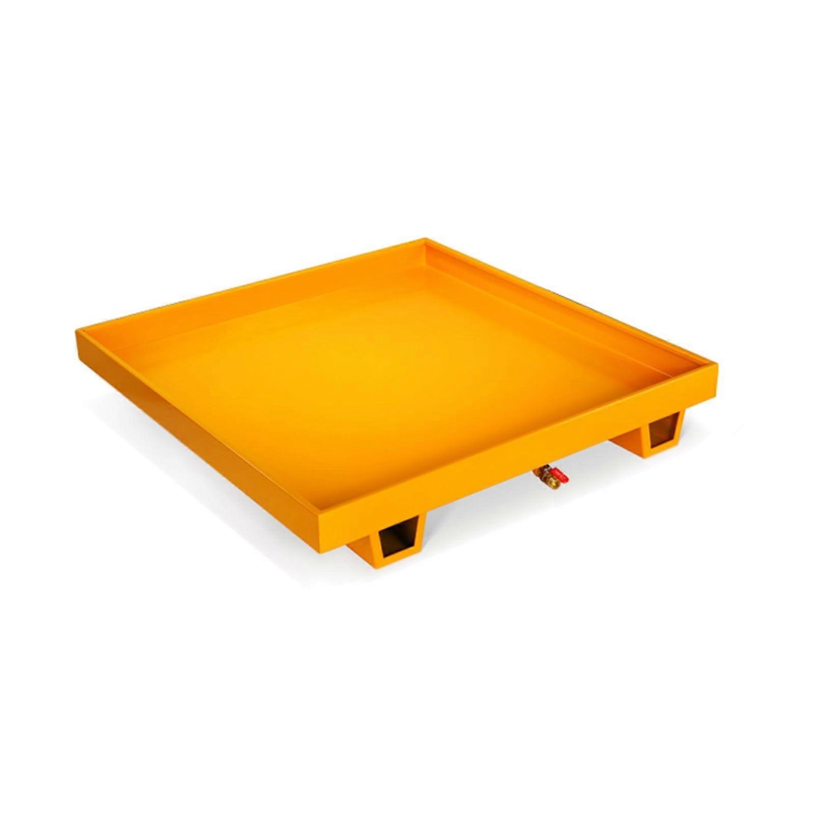 Industrial Spill Containment Drain Modular Drum Platform Forklift Accessible  Load Tray Orange 25.6 X 25.6 X 7.9 In