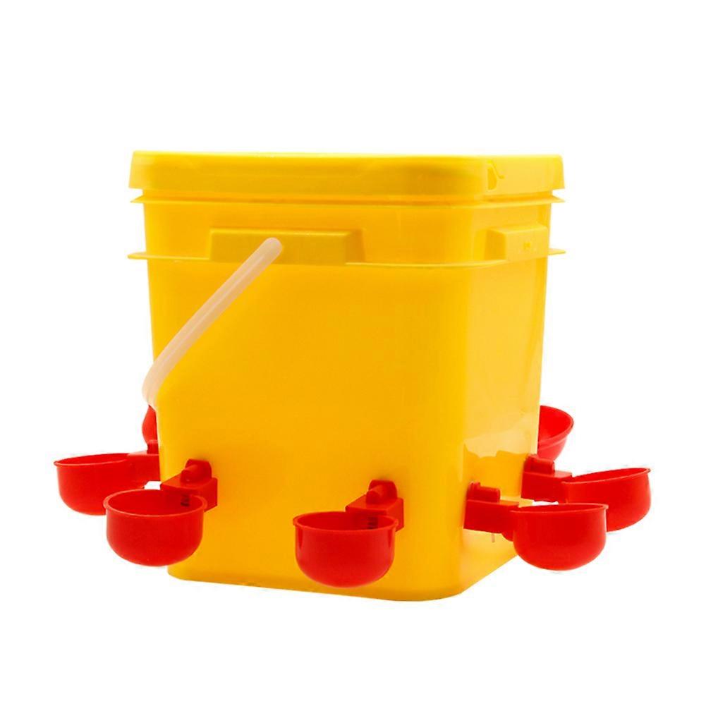 10L Chicken Duck Goose Bucket Chicken Waterer Kit with 8Auto-Fill Cups for Poultry Automatic Chicken Drinking Bowl Chicken Feede