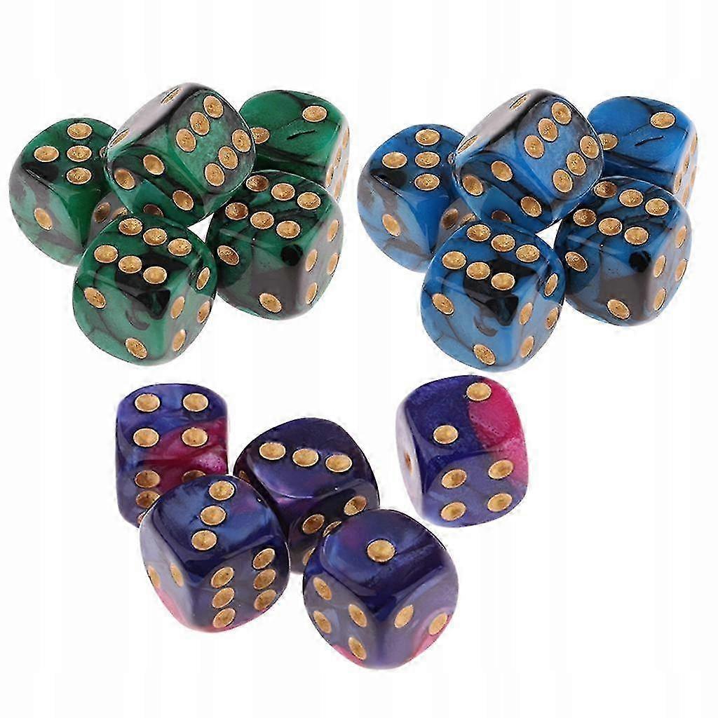 15-piece Set Of Brightly Colored 16 Mm Single-sided Dice For Teaching