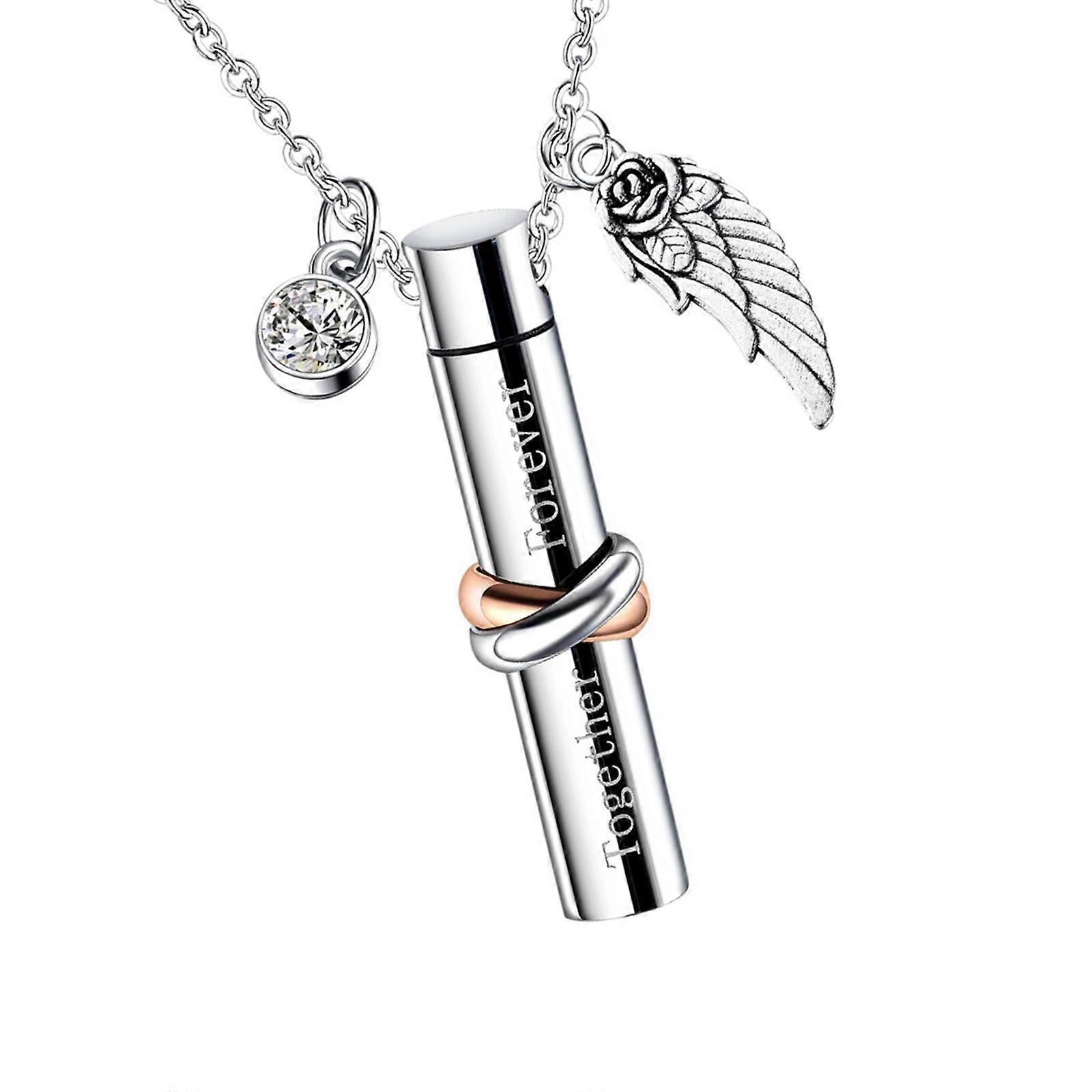 Wing Charm Art Cremation for Ashes Small Size Caskets Secure Family Commemorative Ashes Urn  silver