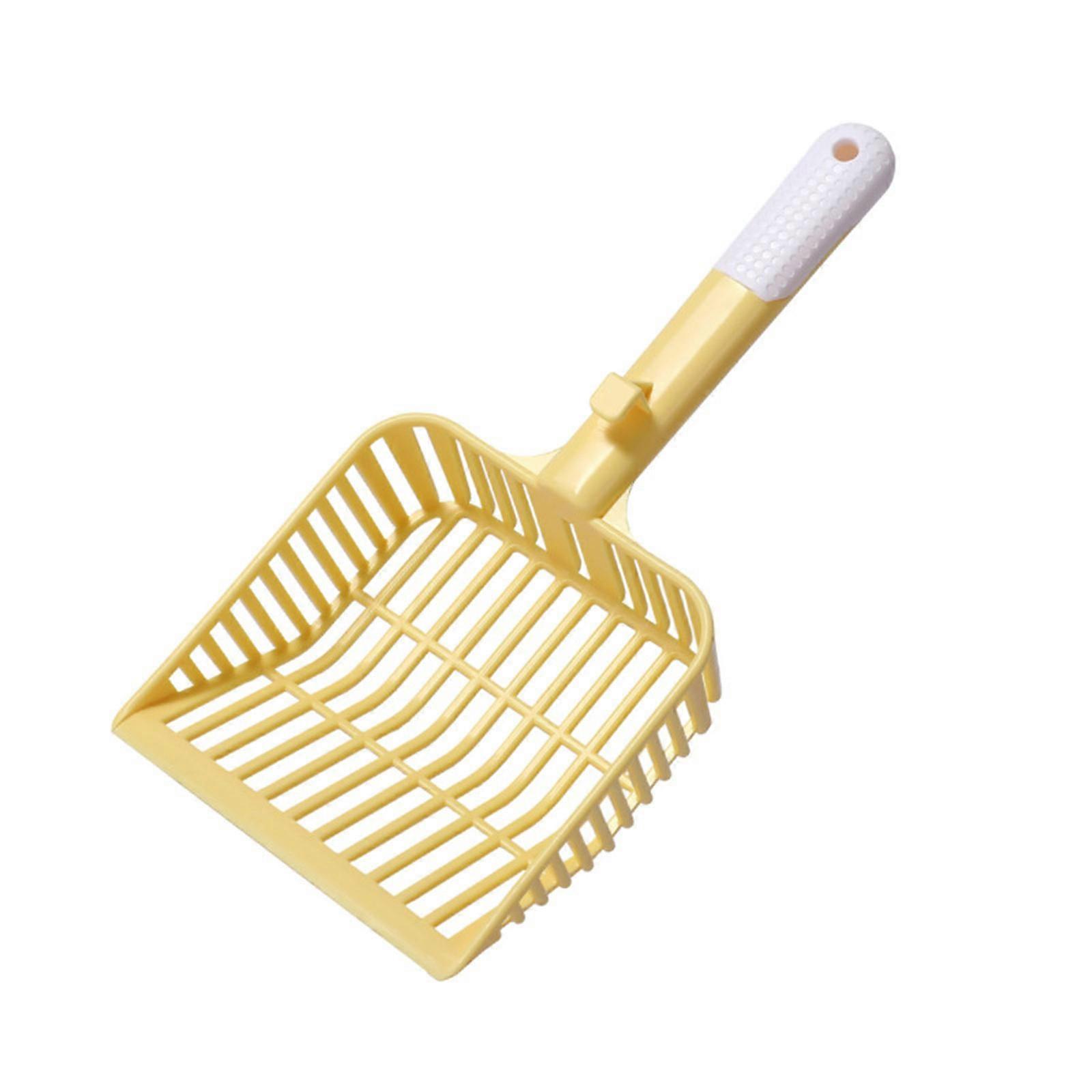 Plastic Cats Litters Scoops,Cats Scooper Long Handle Scoops Poop Sifting,Mesh Shovel Kitten Poop Lifter for Litters Box  Yellow