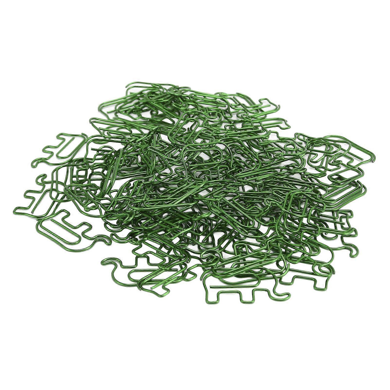 100pcs קליפ נייר חמוד בצורת פיל קליפ נייר נירוסטה עם תיבת אחסון לסימניות תמונה ירוק