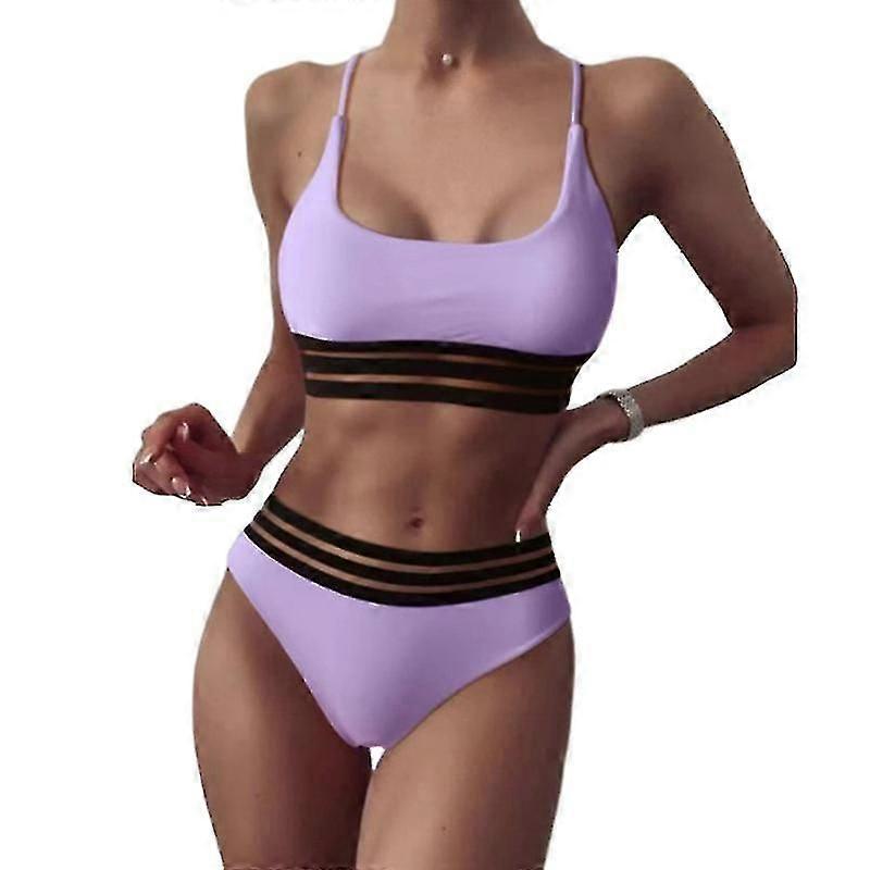 مجموعة بيكيني نسائية مضلعة بحزام ربطة عنق منخفضة الخصر c