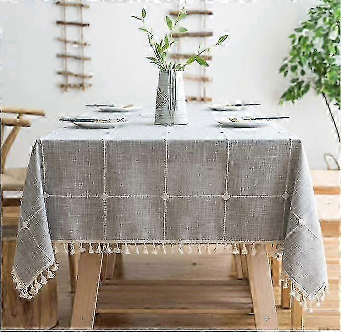 Rustic Lattice Tablecloth Cotton Linen Square Table Cloths For Kitchen Dining, Party, Holiday, Christmas2 Color11 Sizes)
